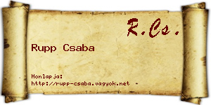 Rupp Csaba névjegykártya